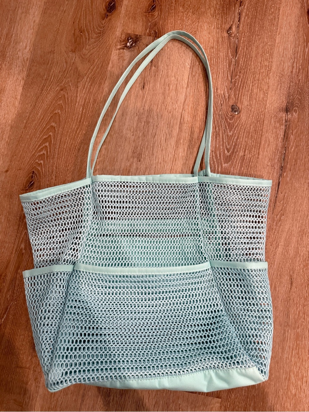 Teal mesh beach tote used once like new condition - Picture 3 of 3